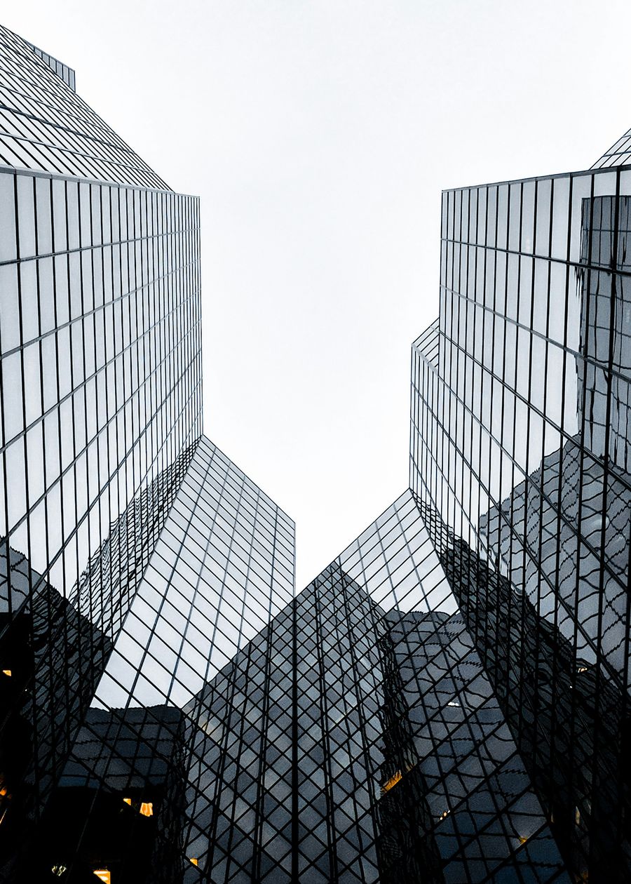 Glass curtain wall towers