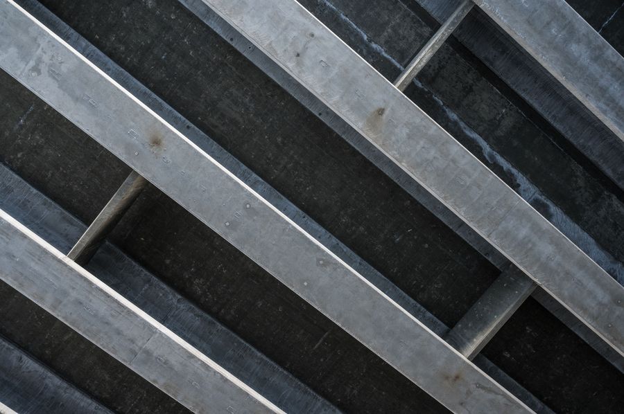 Stacked structural steel beams
